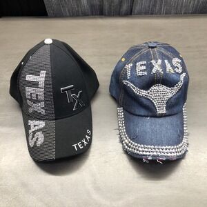 Unbranded Lot Of 2 Texas Logo Hat Caps 1 Men 1 Women's Hats